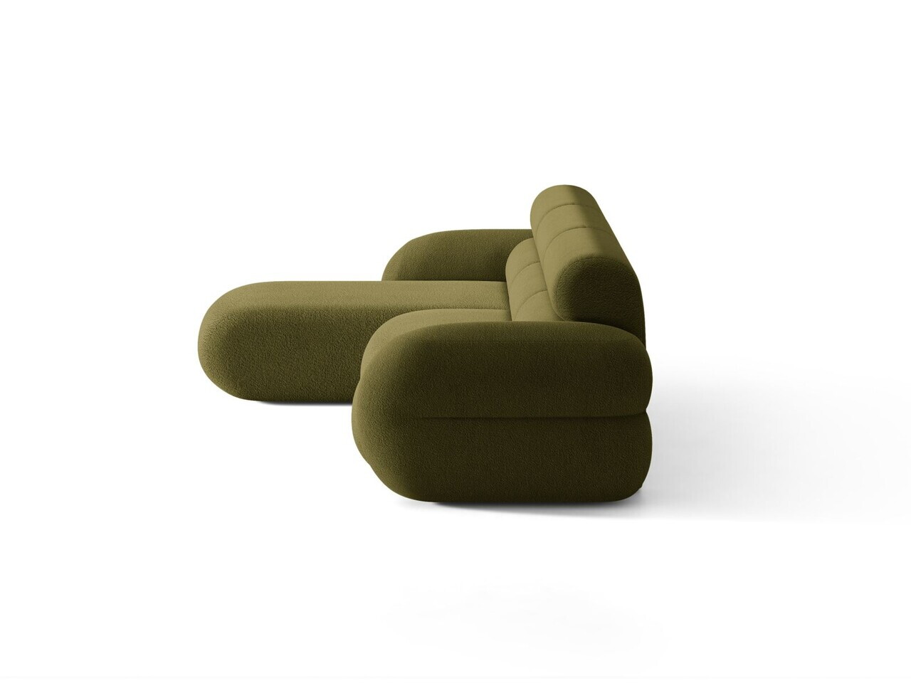 Coltar stanga 4 locuri, Neo, Micadoni Home, 305x165x83 cm, tesatura Boucle, verde oliv inchis — imaginea 5