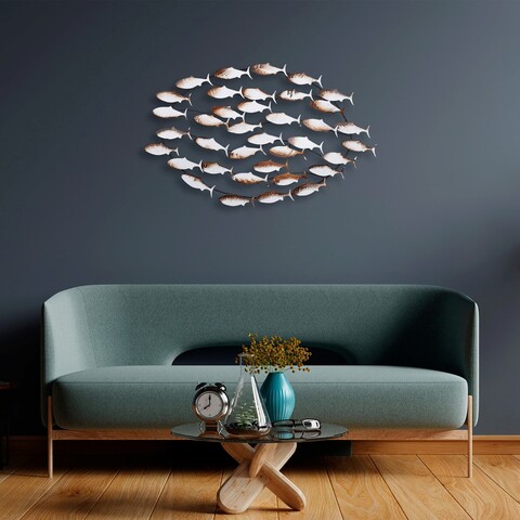 Decoratiune de perete, alabalık, metal, 94 x 58 x 5 cm, multicolor