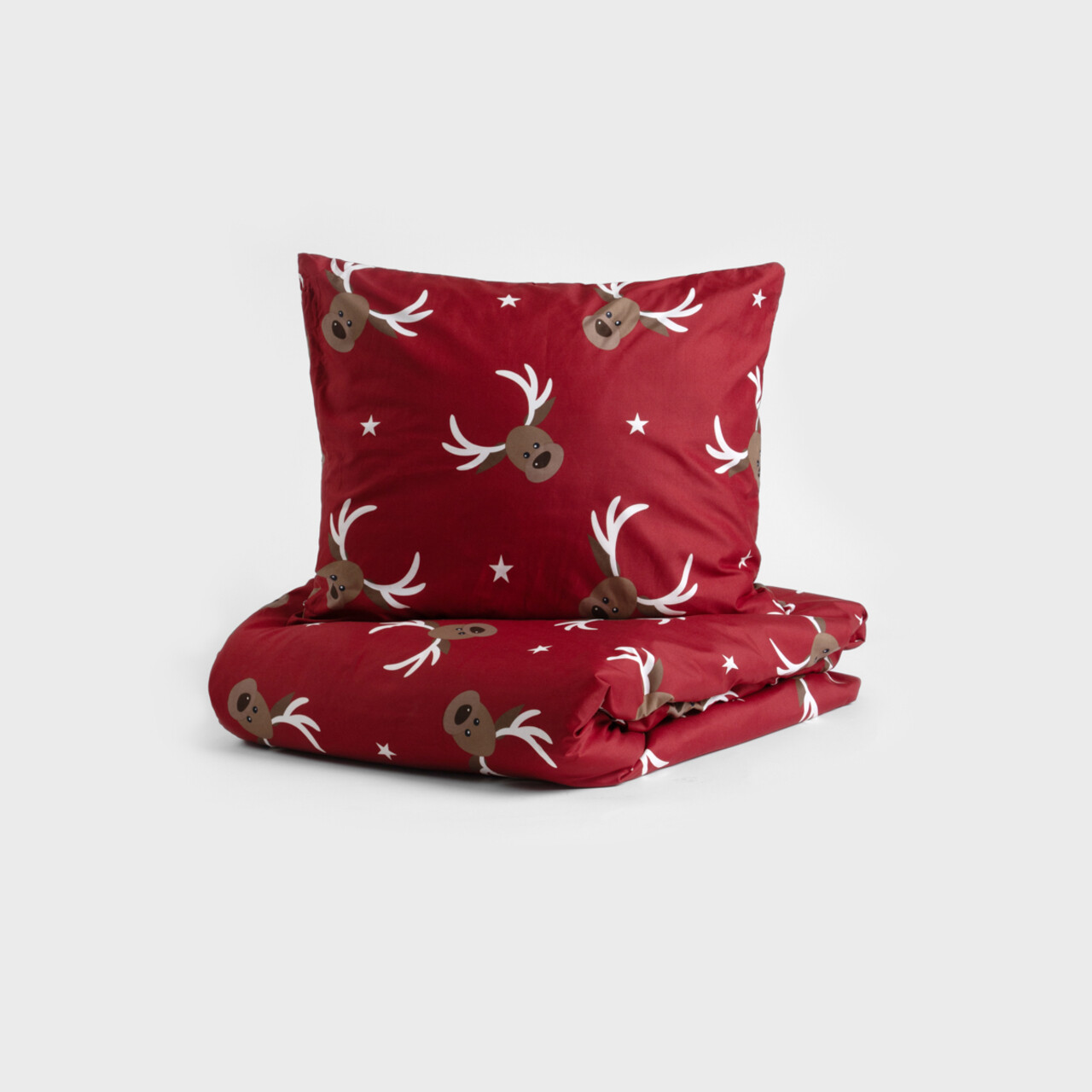 Lenjerie de pat pentru o persoana Reindeer, Homla, 2 piese, 140x200 cm, microfibra din poliester, rosu - 2 | YEO