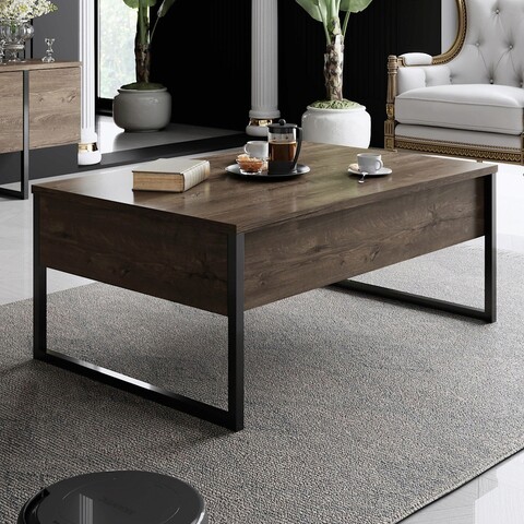 Măsuţă de cafea, Bexley, Luxe, 90x60x40cm, Nuc / Negru 90x60x40cm imagine noua 2022