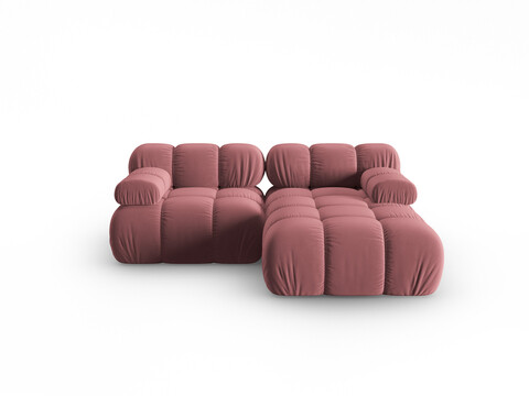 Coltar modular dreapta 3 locuri, Bellis-51, Micadoni Home, 188x155x70 cm, catifea, roz
