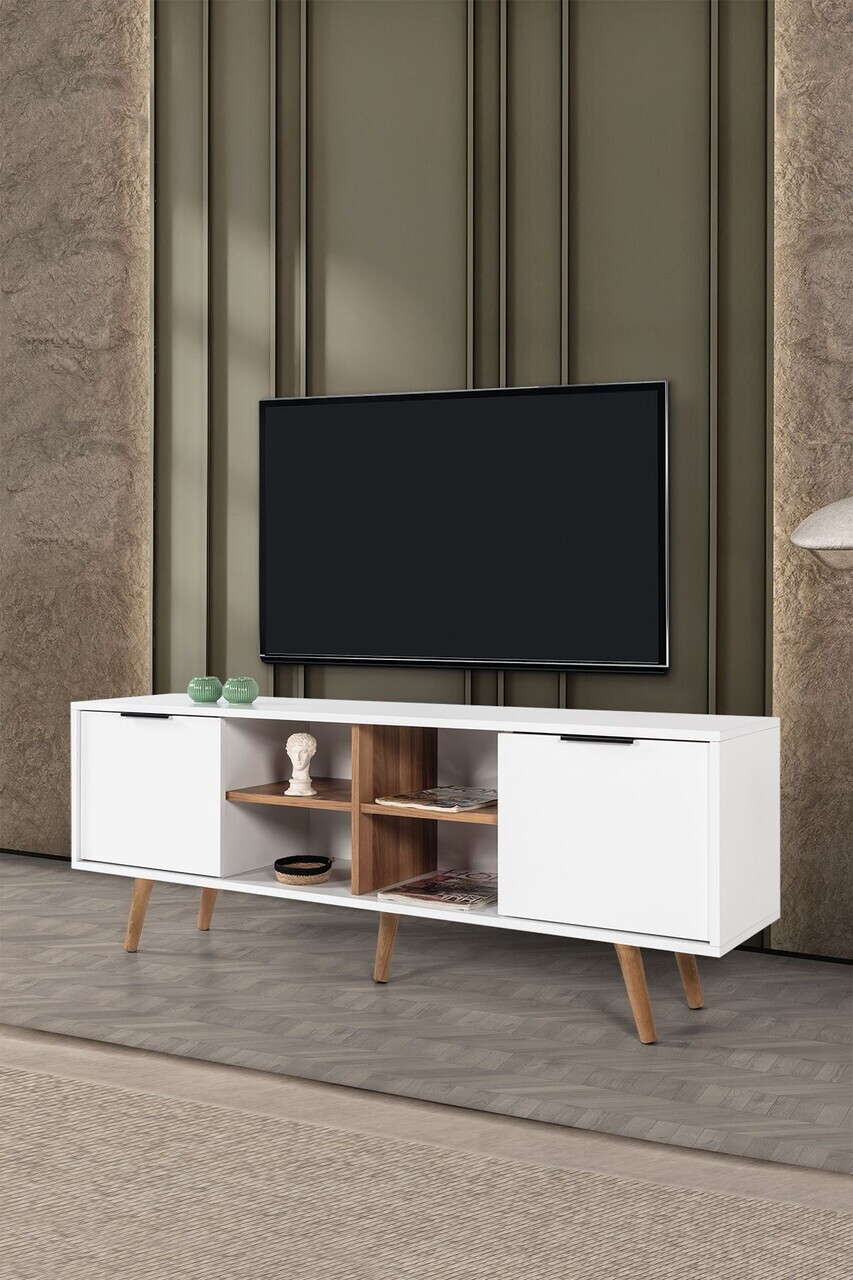 Comoda TV, Hanah Home, Sina 3618, 160x59x35 cm, PAL, Alb/Maro — imaginea 3