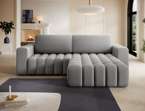 Coltar extensibil dreapta 4 locuri ELTAP, Bon-41, Bonett, 250x175x92 cm, lemn/poliester, gri deschis