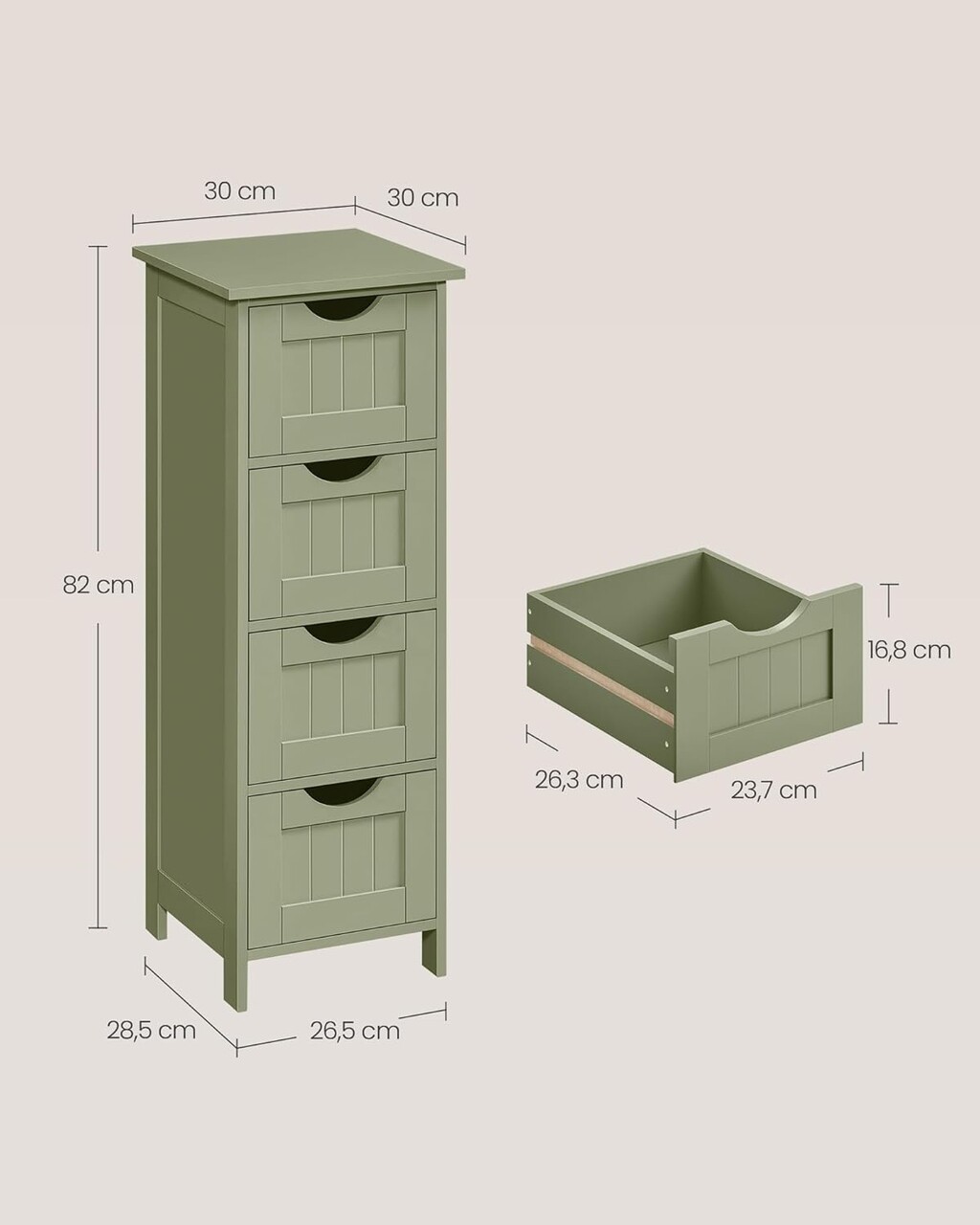 Dulap pentru baie, Vasaghle, Modern Style, 30x30x82 cm, MDF, verde