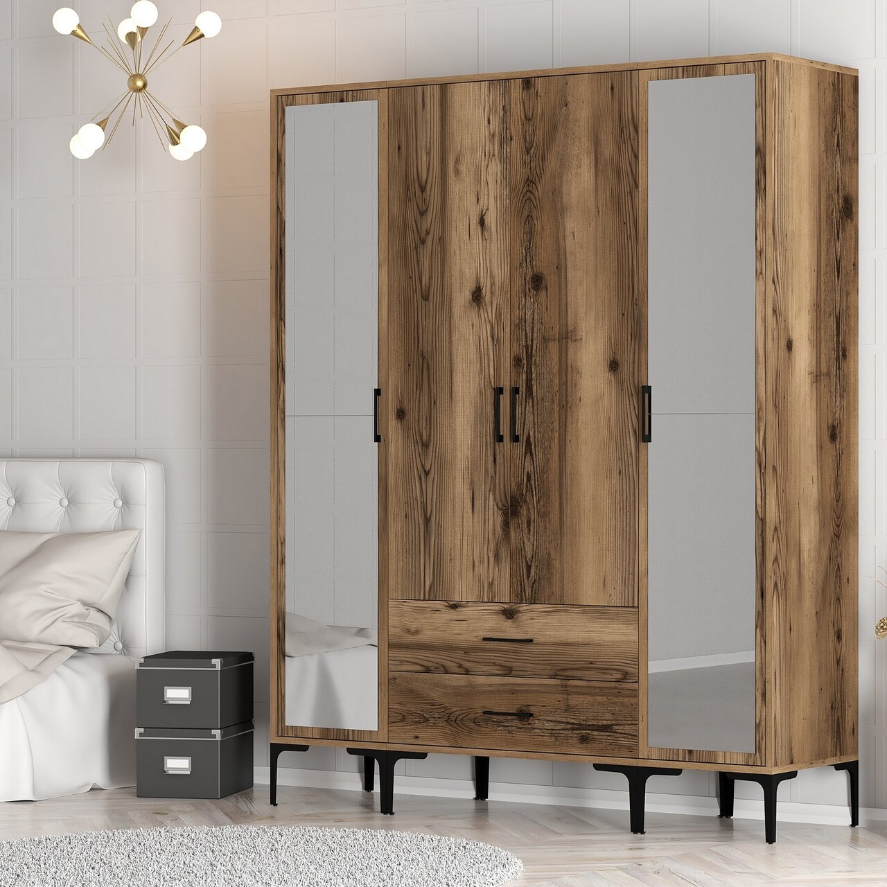 Dulap pentru haine, Hommy Craft, Kumsal RTR, 160x47.5x201.4 cm, PAL, Maro - 2 | YEO