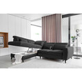Coltar extensibil stanga 4 locuri ELTAP, LT-06NU, Noble, 255x201x100 cm, lemn/poliester, gri inchis