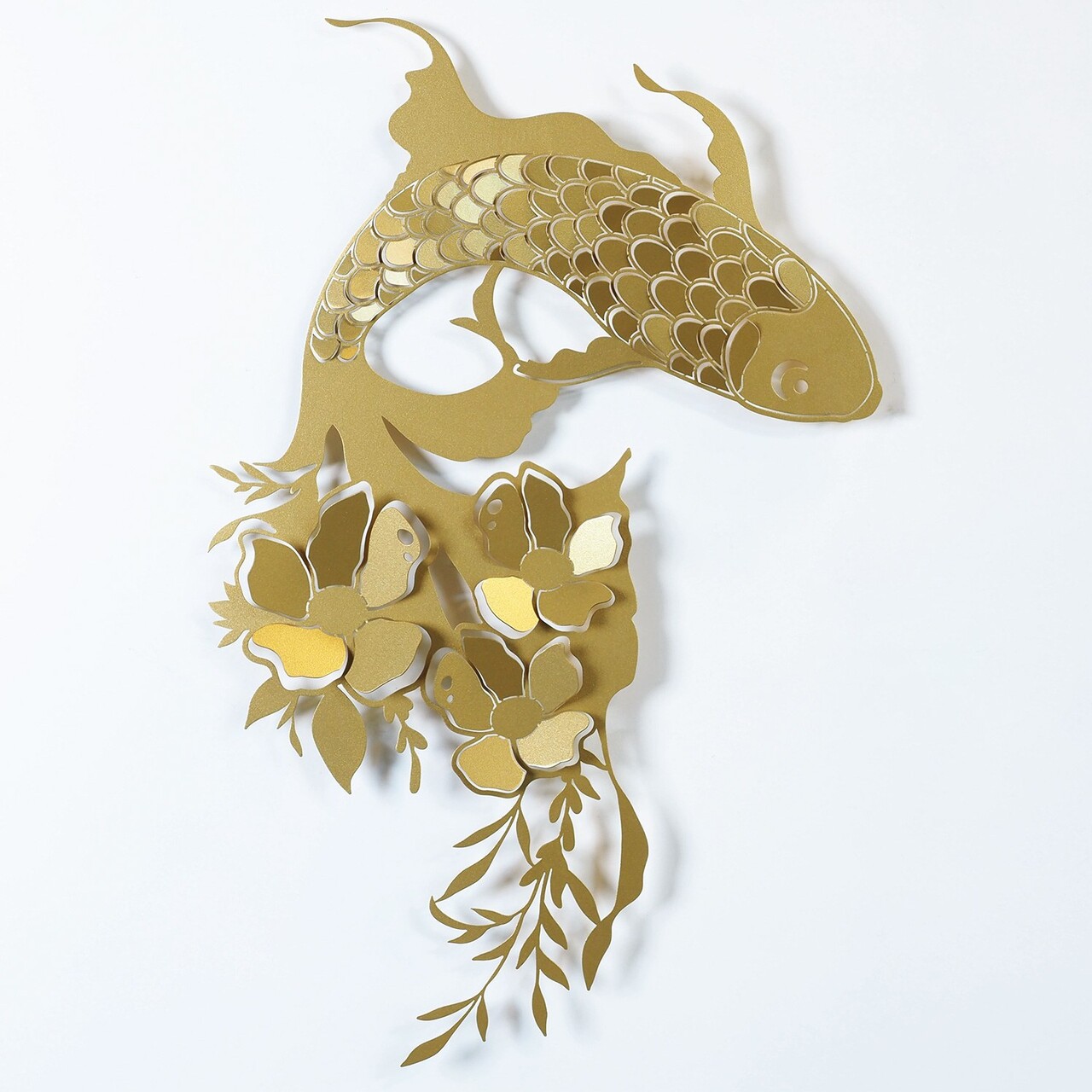 Decoratiune de perete, Carpa Koi- APT748 L, Dimensiuni: 58 x 87 cm, Auriu - view 2