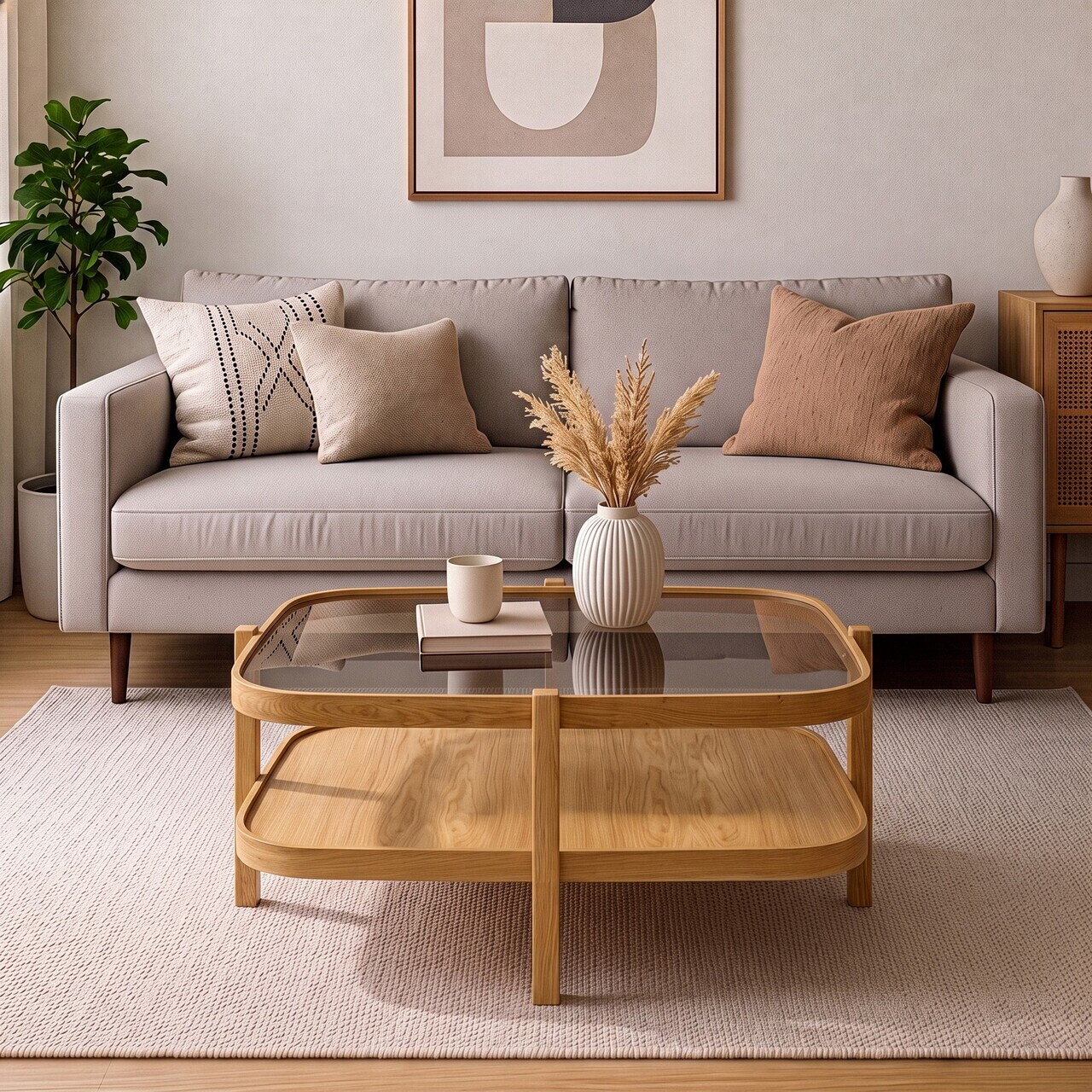 Masuta de cafea, Hanah Home, Alaska 90, 90x48x90 cm, LEMN MASIV DE STEJAR, Stejar