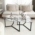 Set 2 masute pentru cafea Bellsimo, Neostill, 82x58x40 cm, sticla temperata, negru mat