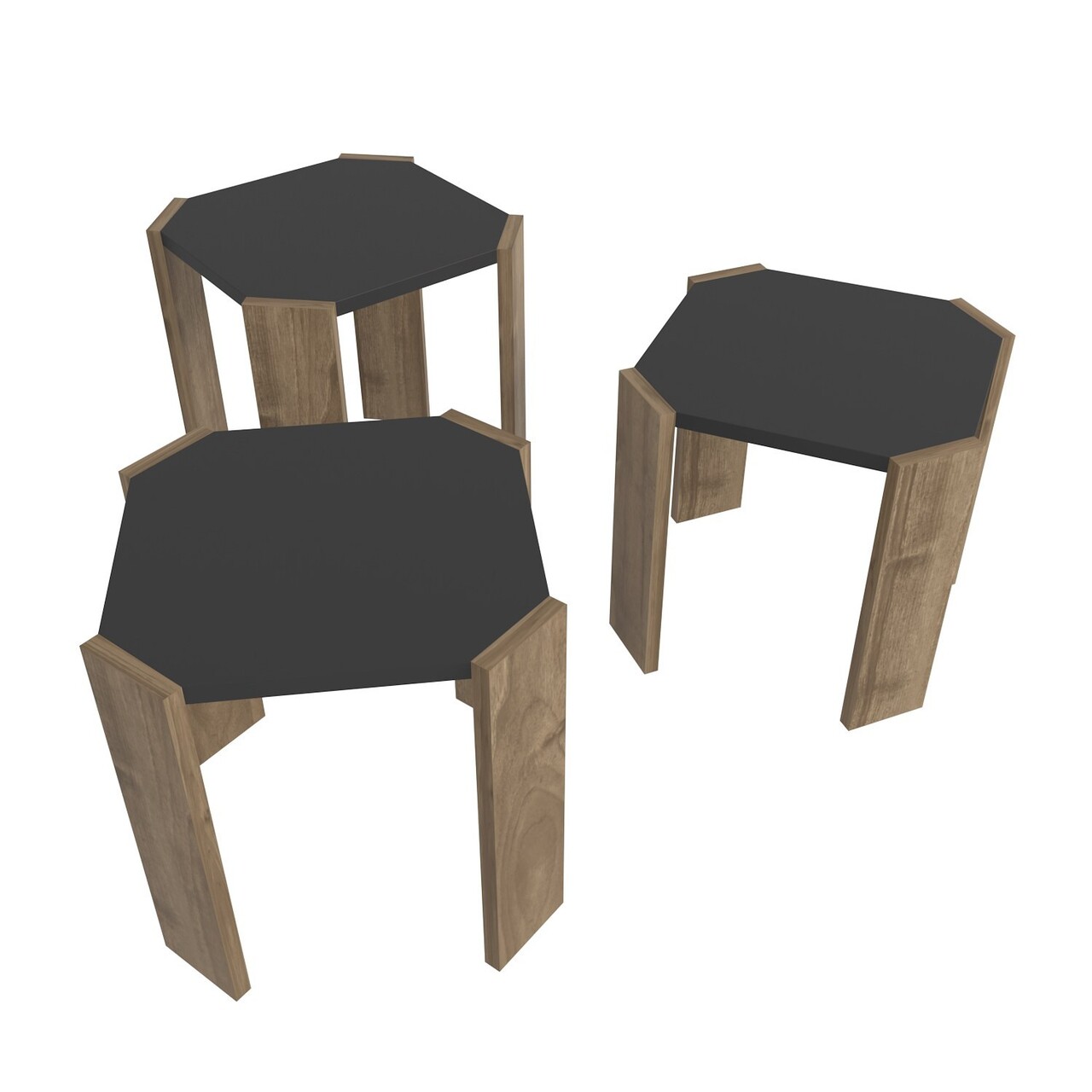 Masuta de cafea, Hanah Home, Lori, 44.5x41x44.5 cm, Antracit / Nuc - view 7