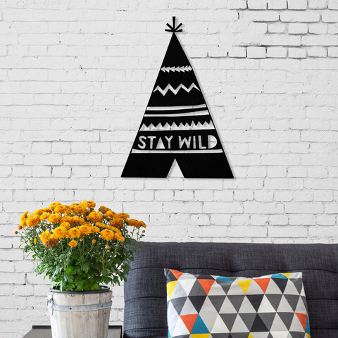 Decoratiune de perete, wild, metal, dimensiune: 34 x 49 cm, negru