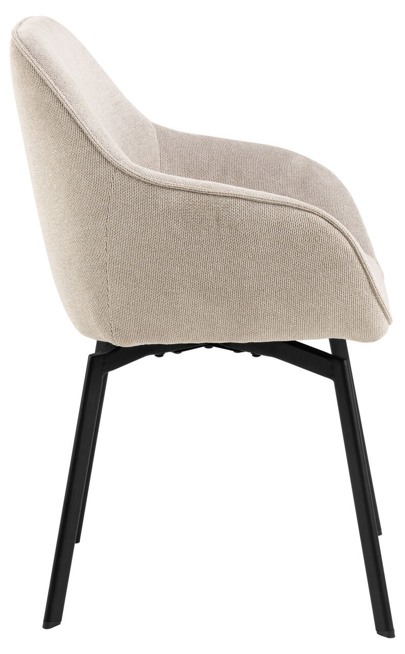 Scaun Clara, Actona, 58.5x55.5x83.5 cm, rotativ, tesatura structurata/otel, bej - view 6