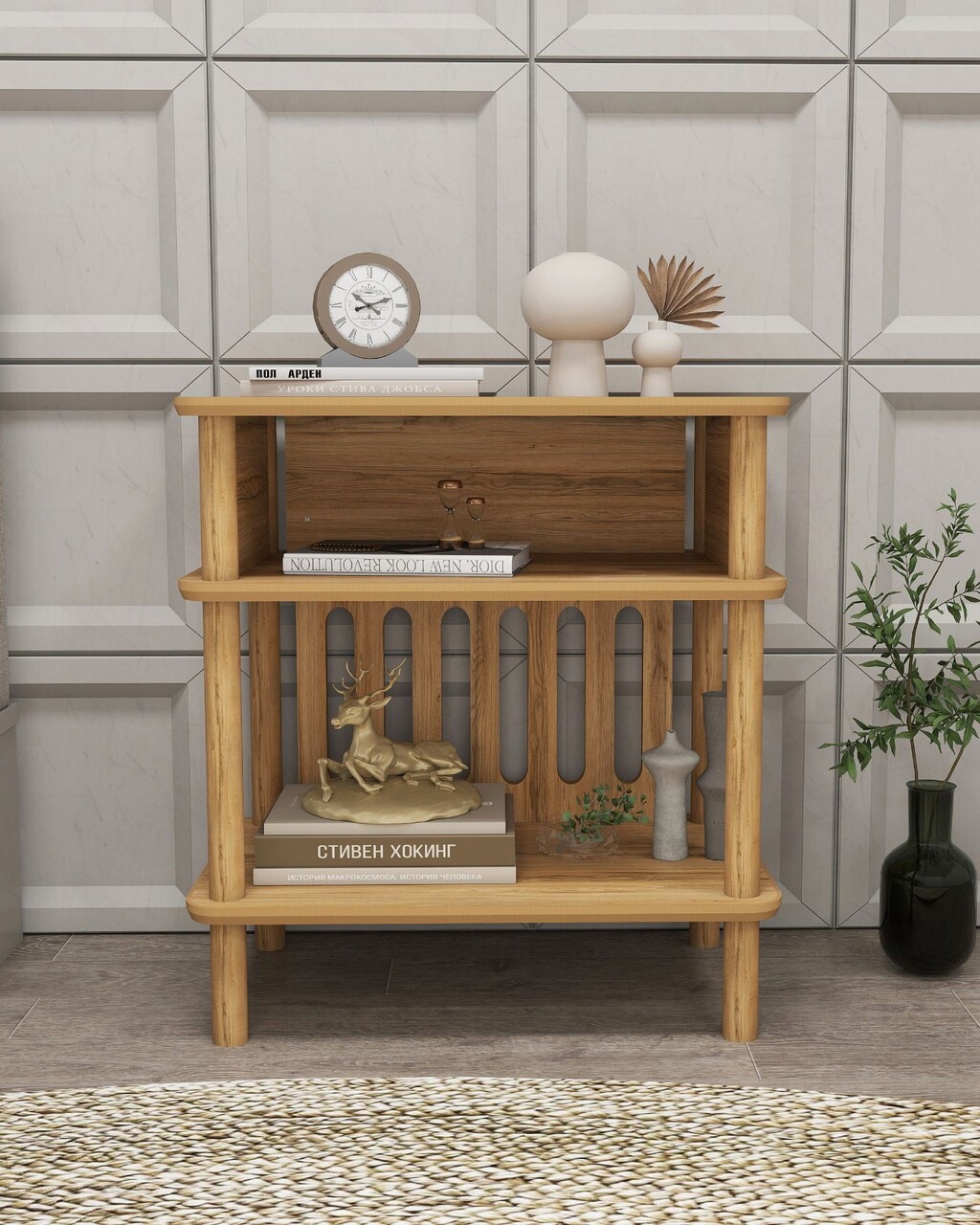 Masuta, Hanah Home, Bella, 58x64x38 cm, Stejar - imagine 2
