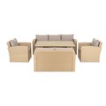 Set mobilier pentru gradina/terasa, Rocco, 5 piese, natur/bej