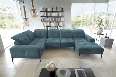 Coltar stanga 6 locuri ELTAP, LT-38LO, Neviro, 350x201x77 cm, lemn/poliester, albastru deschis