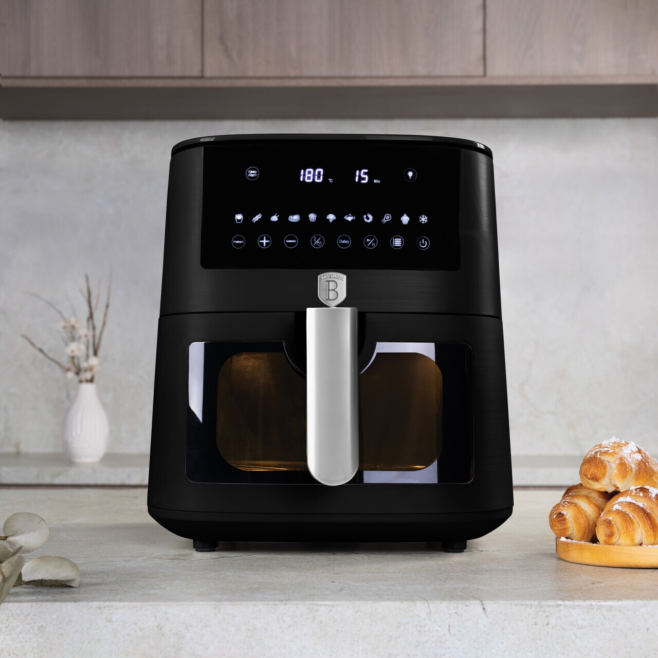 Friteuza cu aer cald si fereastra Berlinger Haus, Matte Black, 38.8x30x32.4 cm, 8 L, 1650W, negru mat - imagine 3