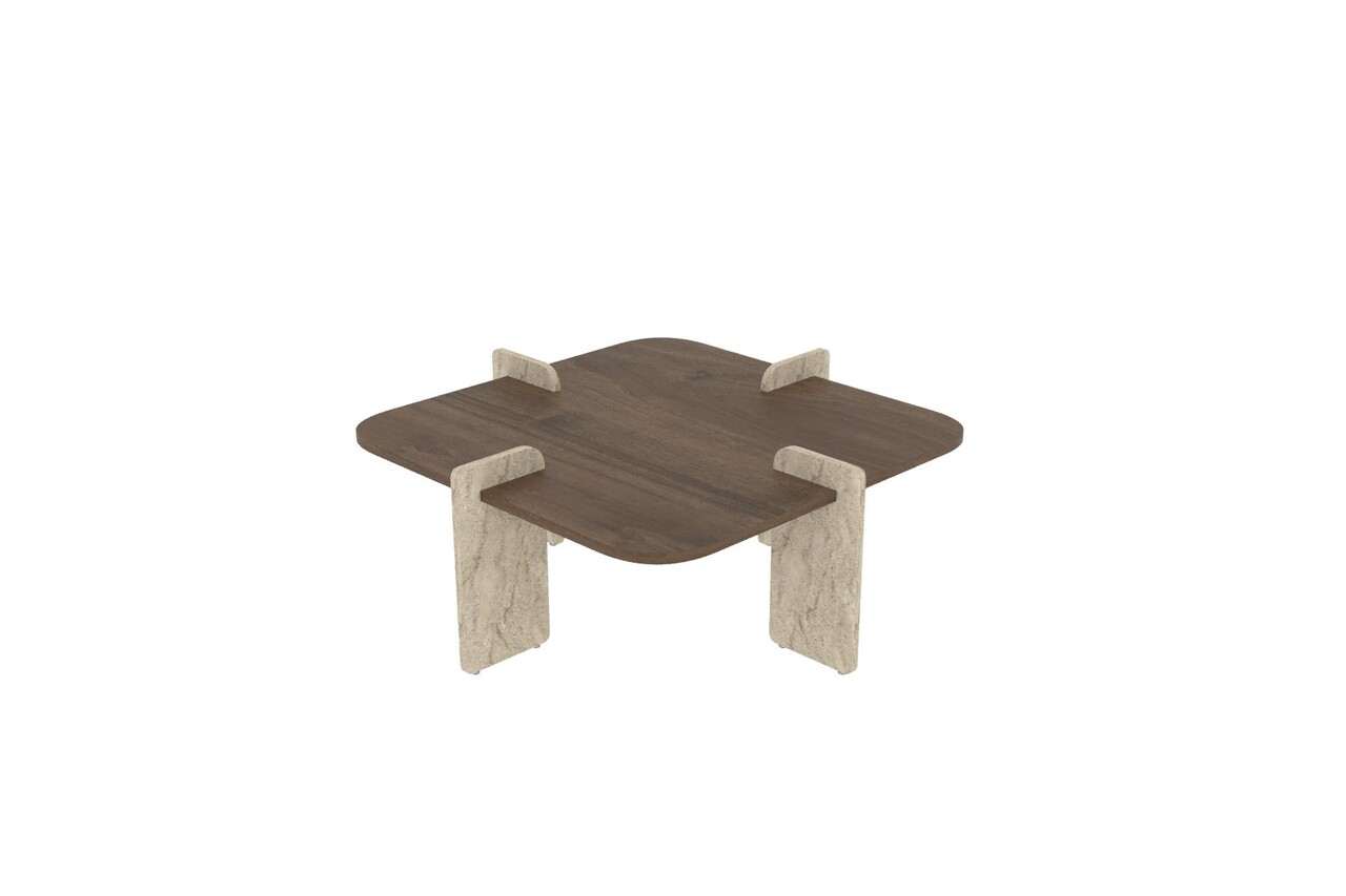 Masuta de cafea, Hanah Home, Poalla, 90x35x90 cm, PAL, Travertin / Nuc - view 5