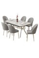 Set masa extensibila si scaune (7 piese), Hanah Home, Sim, Gri/Crom