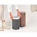 Cos de gunoi cu pedala, Brabantia, NewIcon, 12 L, 33.8x25.1x41.1 cm, otel, grej satinat