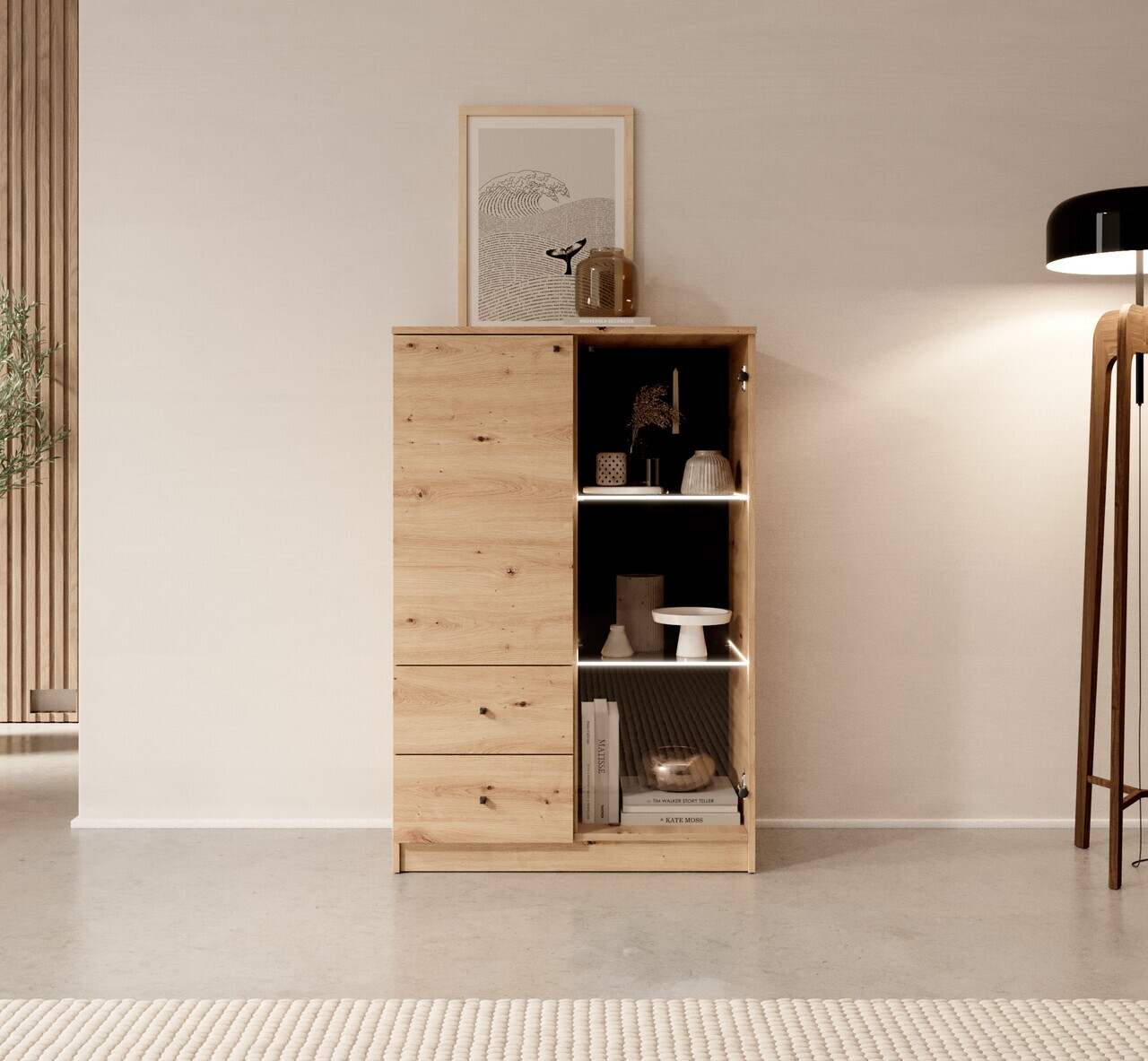 Dulap multifunctional ADRK, Evi, 80x40x120.5 cm, PAL laminat, artisan