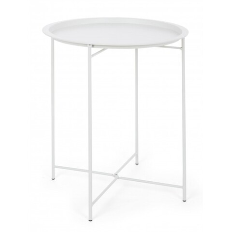 Masuta de cafea pentru gradina, Wissant, Bizzotto, Ø46x52 cm, otel, finisaj mat, alb