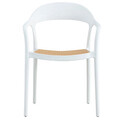 Scaun de gradina Ember, Pakoworld, 52.5x56.5x81 cm, polipropilena cu protectie UV, alb/bej