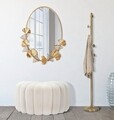 Taburet Shell, Mauro Ferretti, 80x54x42 cm, lemn de pin, crem