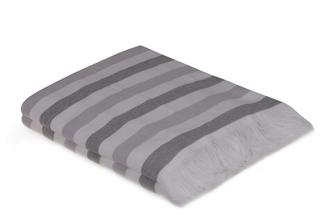 Set prosoape de plaja (2 bucăți), hobby, stripe, bumbac, gri/alb