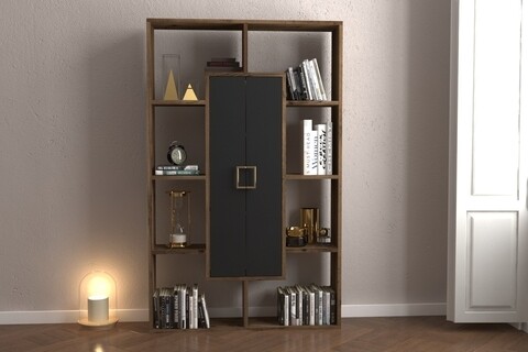 Biblioteca rf.004.004.135, gauge concept, 93x22x150 cm, pal, maro inchis/negru