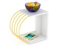 Masuta de cafea Rafevi Case Side, 47 x 30 x 42 cm, PAL/metal, alb/galben