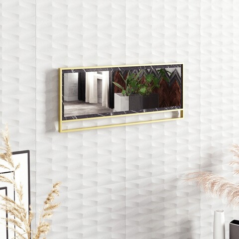 Oglinda decorativa, zena home, polka, pal, aur/negru
