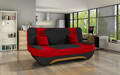 Canapea extensibila 3 locuri ELTAP, Ewa II, 189x90x88 cm, lemn/poliester, negru/rosu