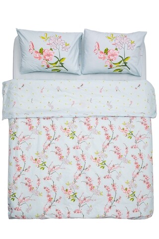 Lenjerie de pat blue cherry, heinner home, 4 piese, 220x240 cm, bumbac, multicolor