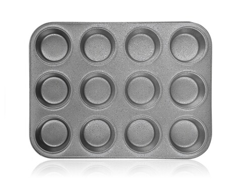Tava de copt granite, banquet, 35x26.5 cm, otel carbon, 12 briose