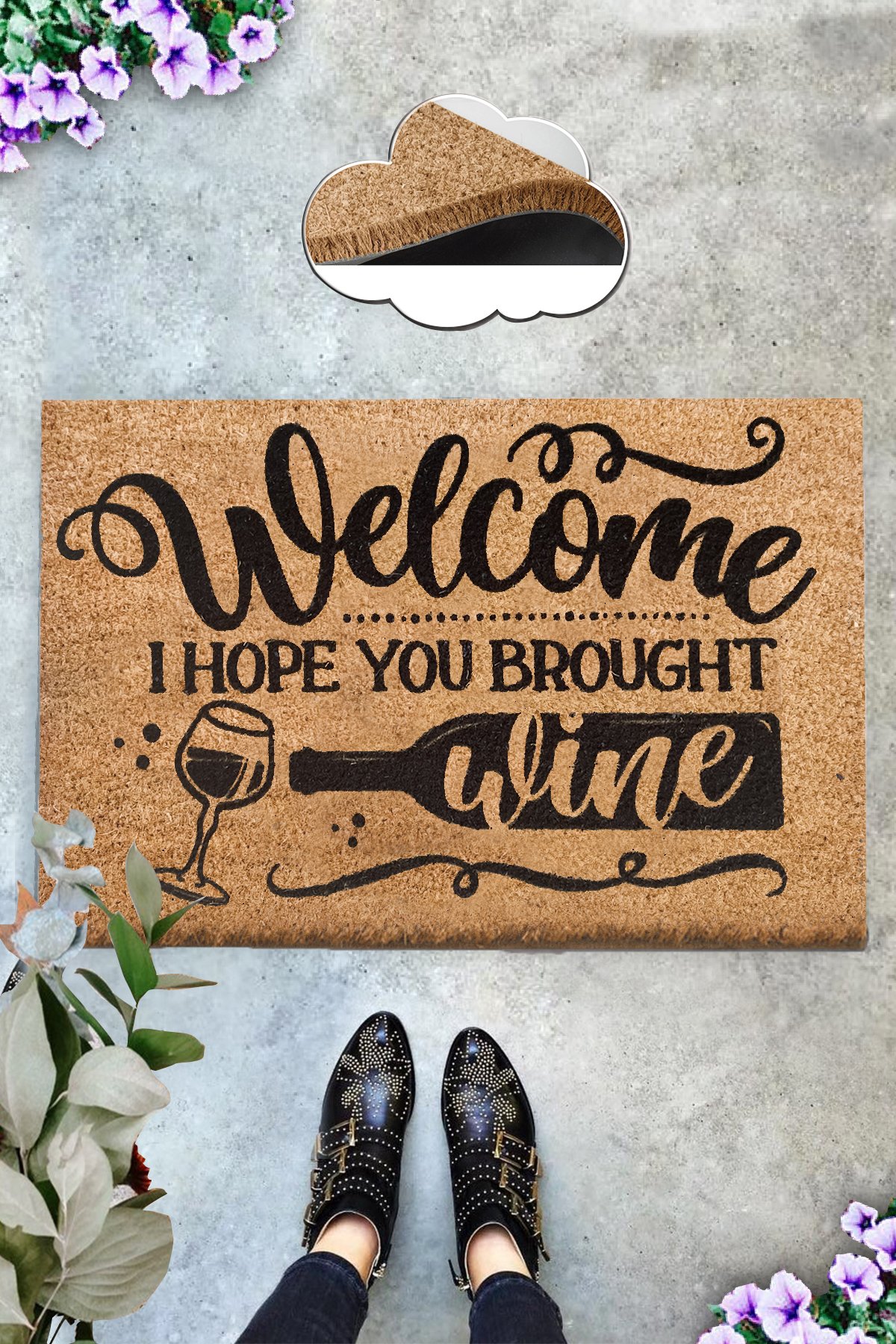 Covoras de intrare, Wine, 40x60 cm, COIR, Multicolor