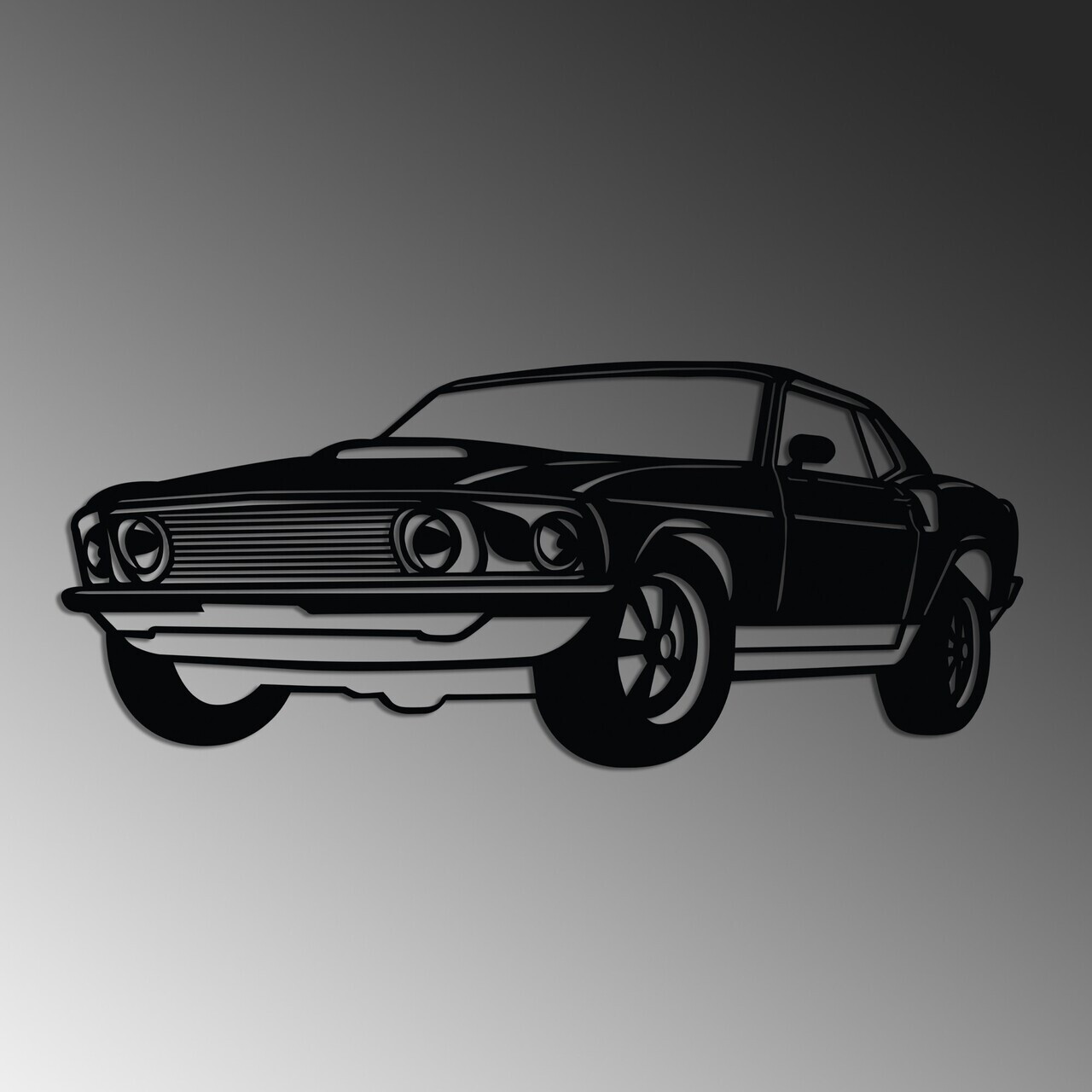 Decoratiune de perete, FORD Mustang 1969 Fastback, Dimensiune: 60 x 26 cm , Negru — imaginea 4