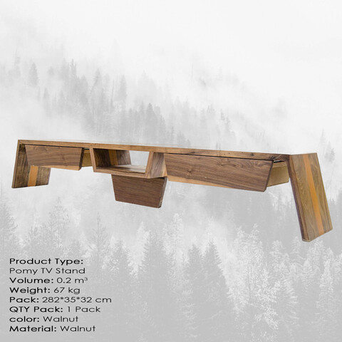Comoda TV, Massive Design, Pomy Large, 280x33x30 cm, Nuc Massive Design