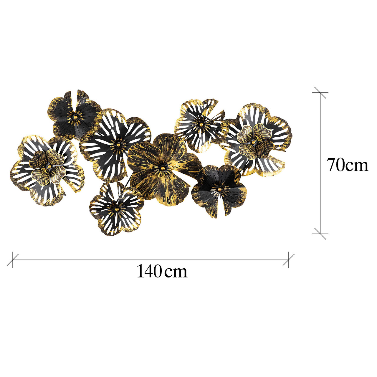 Decoratiune de perete, Shouguang, Metal, 104 x 70 x 10 cm, Negru