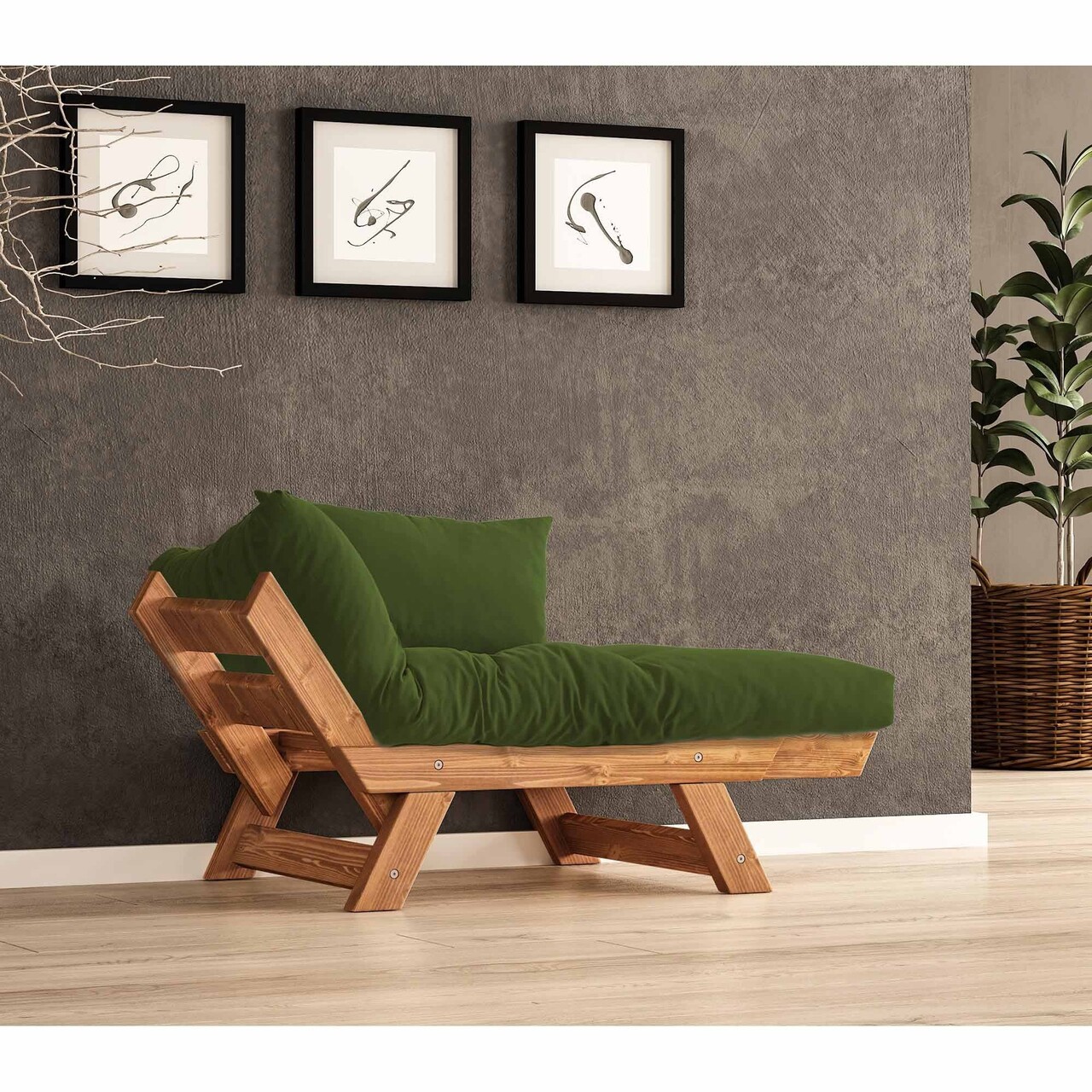 Fotoliu de gradina, Hanah Home, CPT8160-140, Teak / Verde - view 2