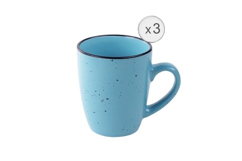 Set 3 cani electra, heinner, 357 ml, ceramica, albastru