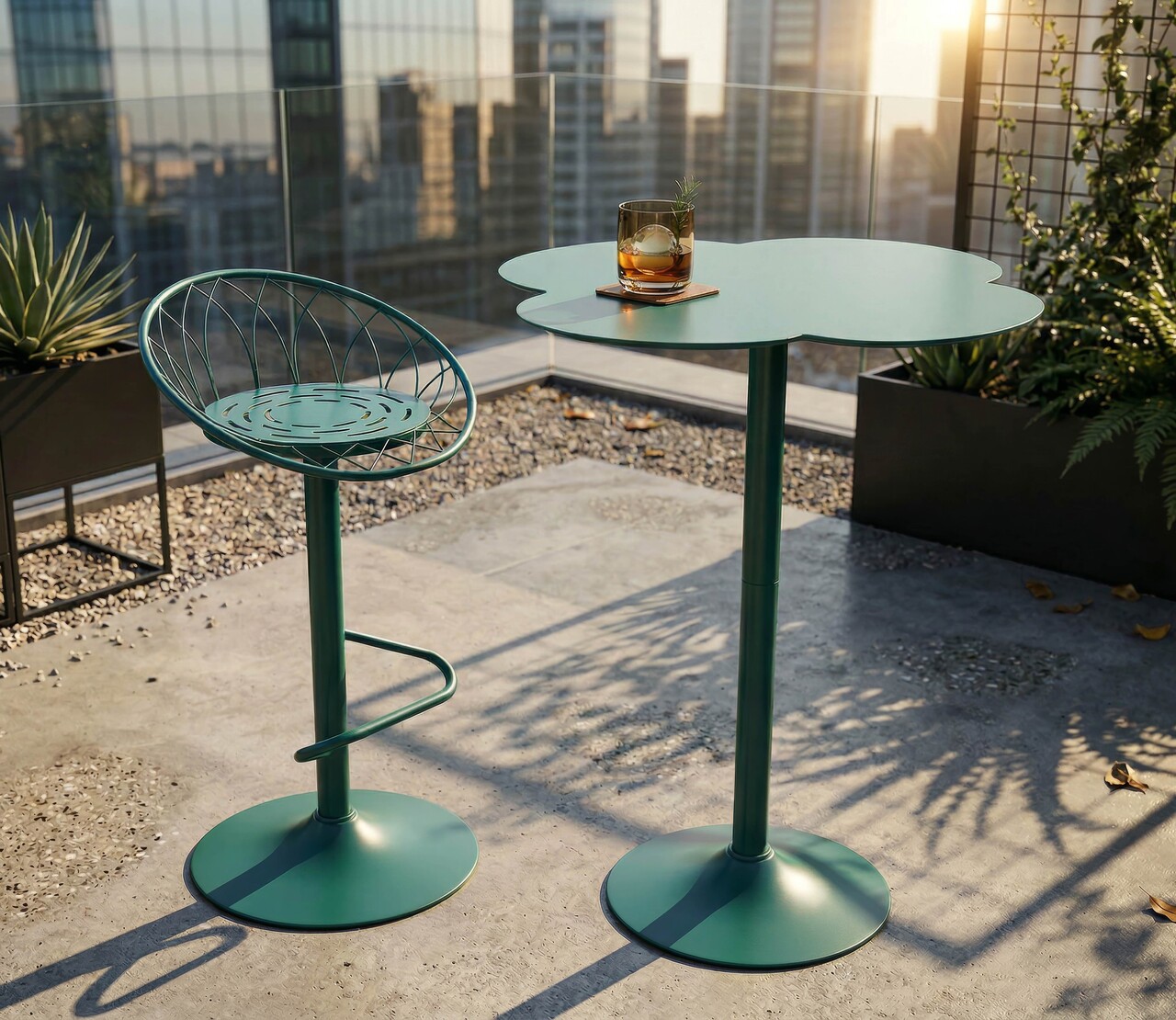 Masa de bar, Mauro Ferretti, Clox, 60x103 cm, metal, turcoaz - imagine 4