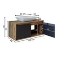 Dulap de baie cu chiuvetă, Hanah Home, 1703, 100x58x45 cm, MDF-LAM, Pin Atlantic / Antracit