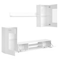 Mobilier living, 4 piese, Shine, 230 x 40 x 190 cm, PAL/MDF, alb lucios