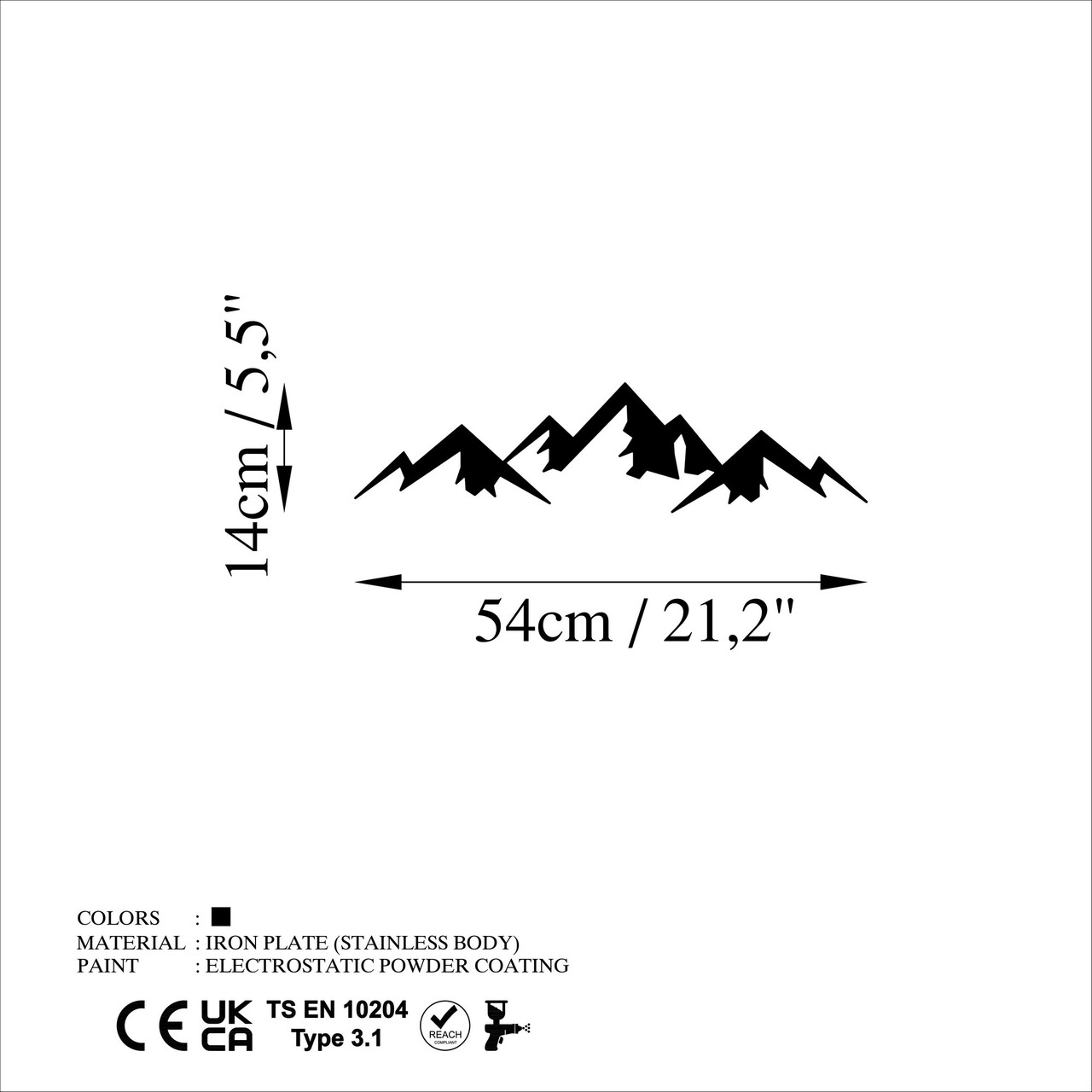 Decoratiune de perete, Mountain, Dimensiune: 54 x 14 cm, Negru - view 6