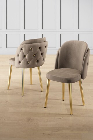 Set scaune 4 piese, Charlotte, Axle, Cappuccino / Aur