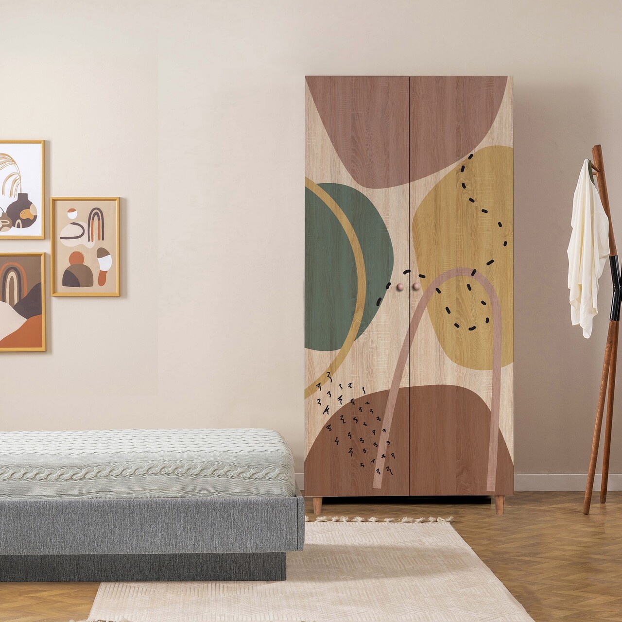 Dulap pentru haine, Vella, Lidya 2 -911, 90x192x52 cm, PAL, Sonomo