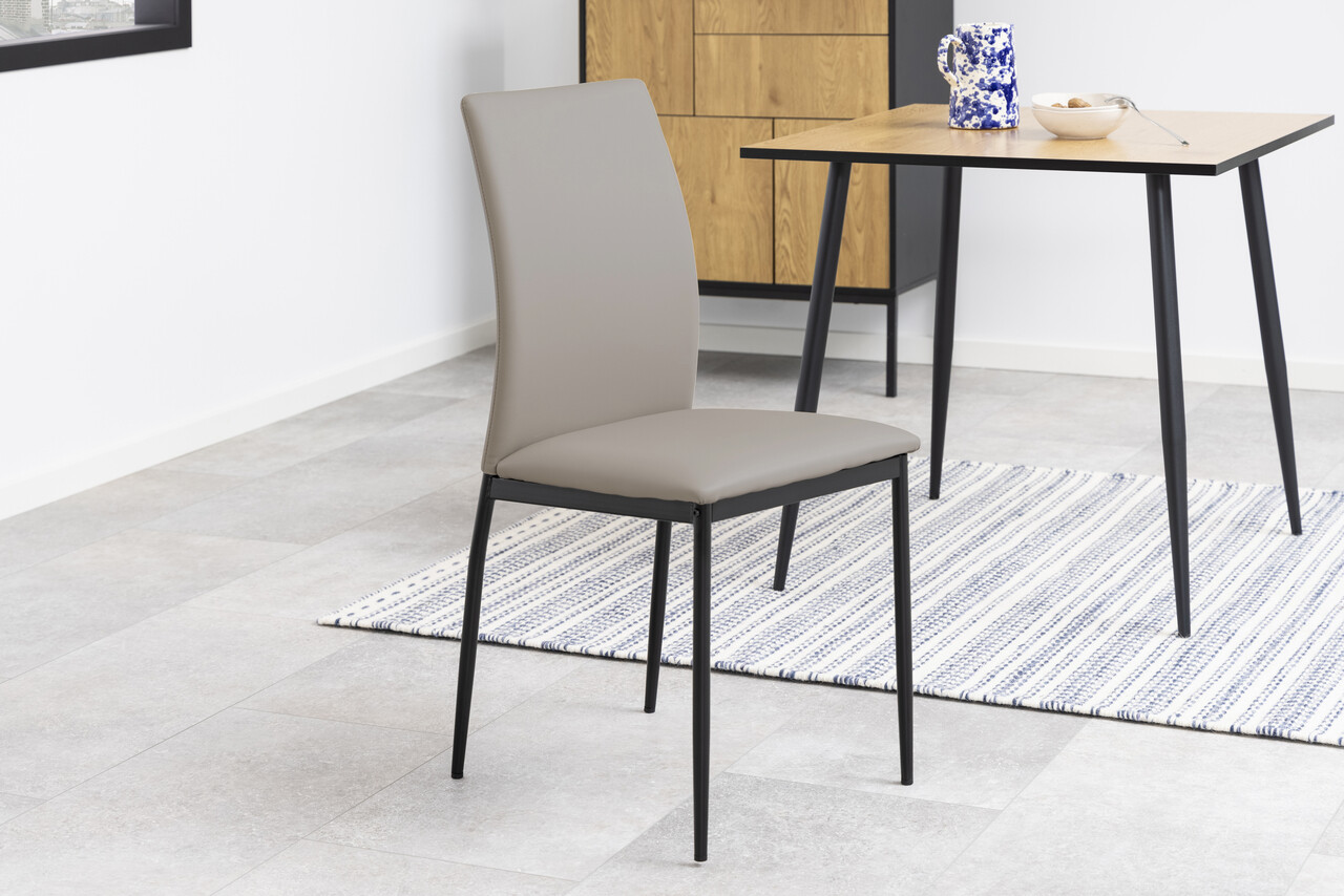 Scaun Demina, Actona, 43.5x53x92 cm, piele ecologica/otel, grej - view 2