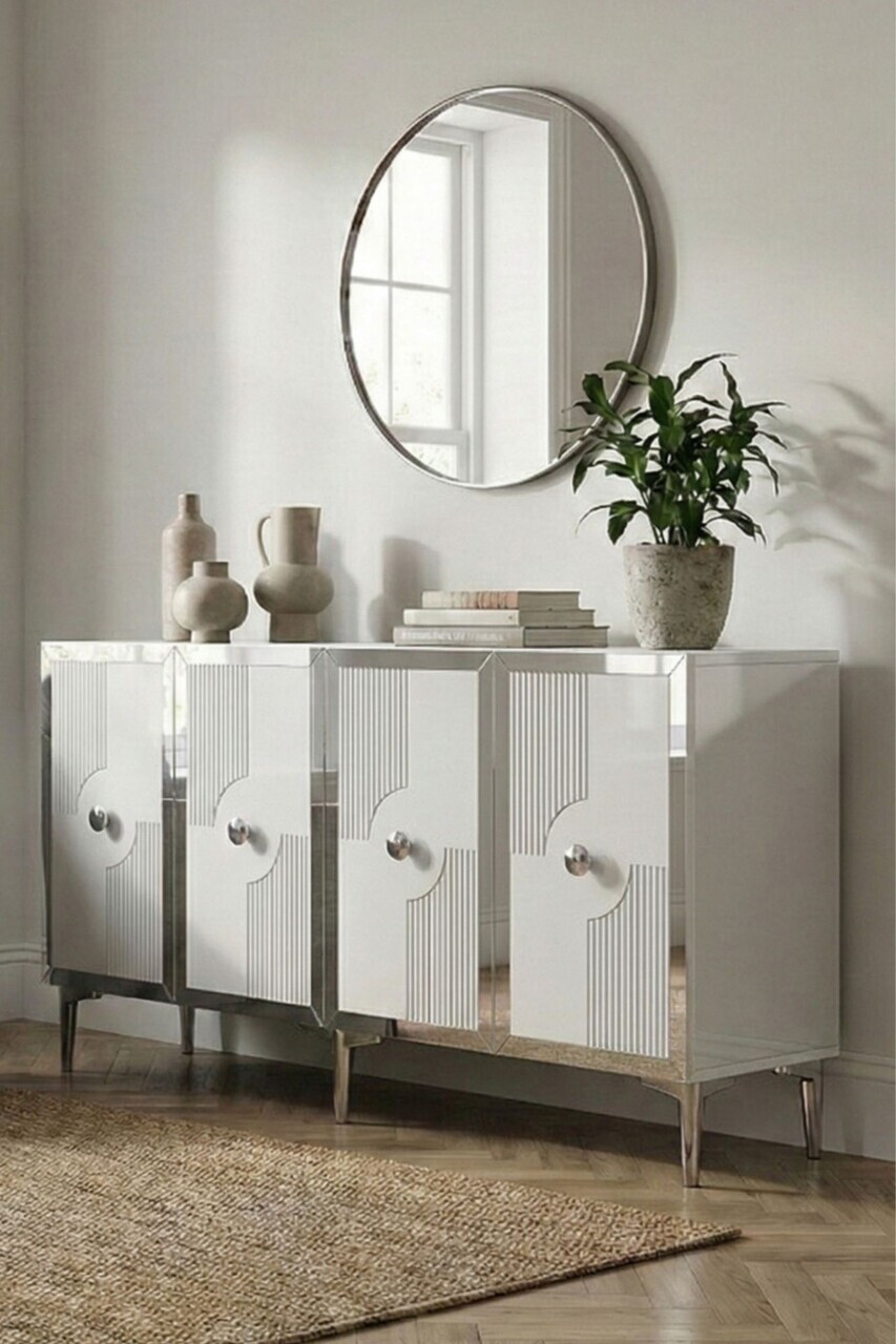 Consola, Hanah Home, Pega 150, 125x75x32 cm, Alb / Argintiu — imaginea 3