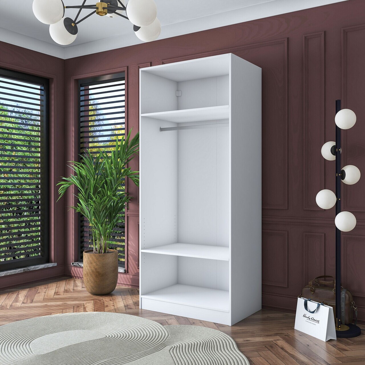 Dulap pentru haine, Hanah Home, BA161, 90x210x57.5 cm, PAL melaminat, Alb - view 8