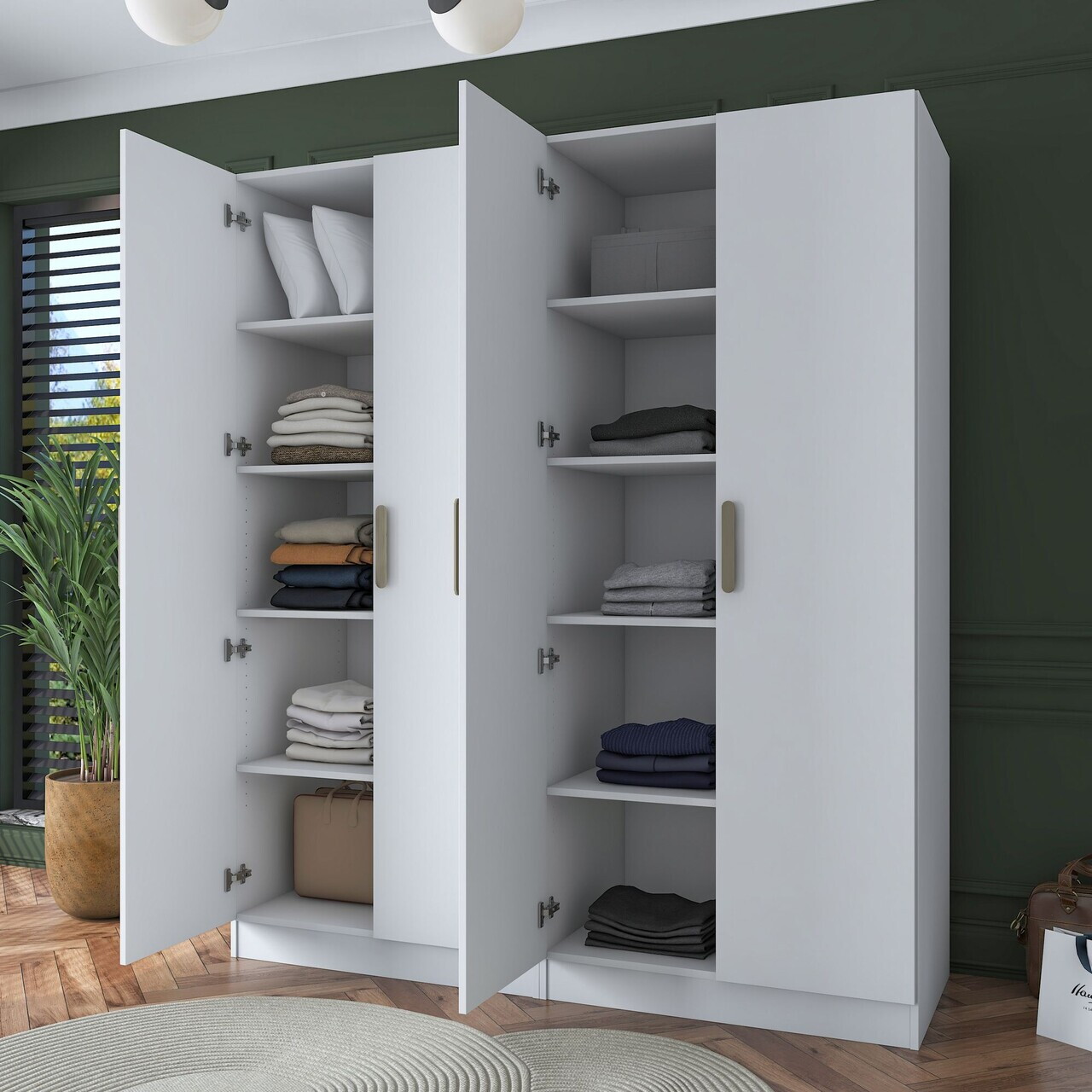 Dulap pentru haine, Hanah Home, BA165, 180x210x57.5 cm, PAL melaminat, Alb - view 5